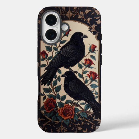 Elegante gotische raven met Rozen Case-Mate iPhone Case (Achterkant)