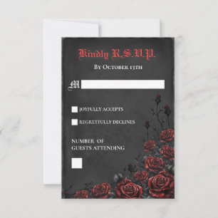 Elegante Gotische Rode en Zwarte Rozen RSVP Kaart