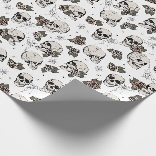 Elegante gotische schedels Halloween Dia de los Mu Cadeaupapier (Hoek)