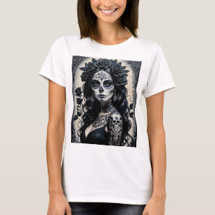 Elegante Gotische Suikerschedel T-shirt