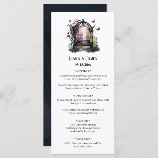 Elegante Gotische Tuinbank Menu (Voorkant / Achterkant)