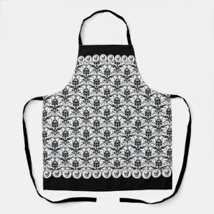 Elegante Gotische Vintage Damast & Schedel Patroon Schort