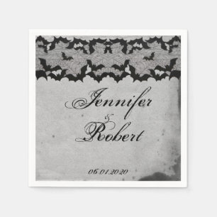 Elegante Gotische Vleermuis Kant Posh Bruiloft Ser Servetten