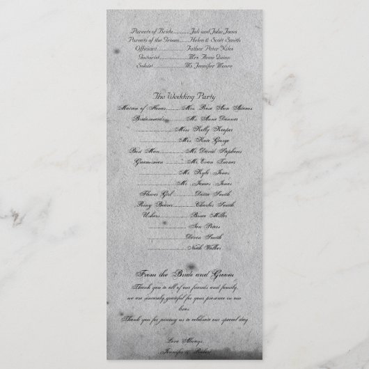 Elegante Gotische Vleermuis Kant Posh Huwelijkspro Programma (Achterkant)