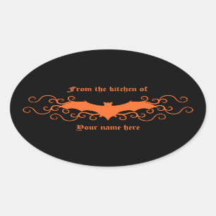 Elegante Gotische vleermuis uit de keuken van Ovale Sticker