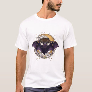 Elegante gotische vleermuis voor maansikkel t-shirt