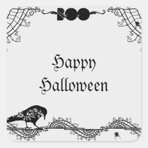 Elegante Gotische Zwart-Wit Halloween Sticker
