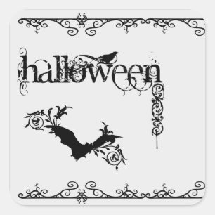 Elegante Gotische Zwart-Wit Halloween Stickers