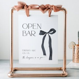 Elegante gotische zwarte boog open bar cocktails reclamebord met voetstuk