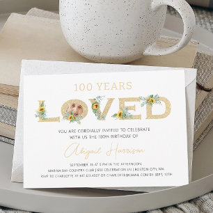 Elegante Goud 100 Jaar Geliefd Foto Verjaardagsfee Kaart