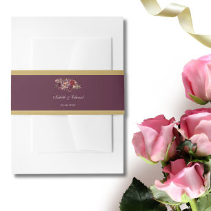 Elegante goud burgundy &  roze rozen trouwen uitnodigingen wikkel