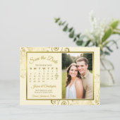 Elegante Goud & Crème Kalender & Fotobruiloft Save The Date (Staand voorkant)