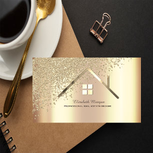 Elegante goud diamanten makelaar visitekaartje