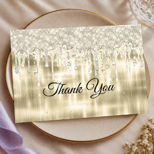 Elegante goud druppelende glitters bedankkaart