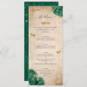 Elegante Goud en Groene Rozen Aquarel Bloemen Menu (Voorkant / Achterkant)