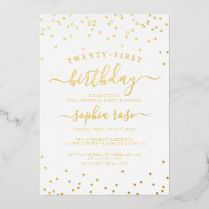 Elegante Goud Folie Calligraphy 21e Verjaardag Uitnodiging