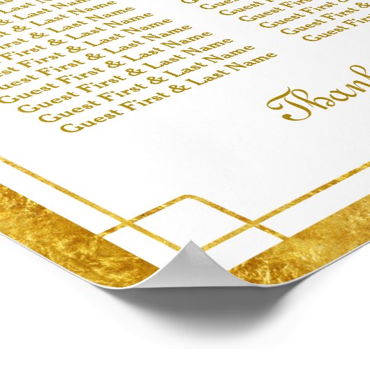 Elegante goud folie hart frame trouwzaal plattegro poster (Hoek)