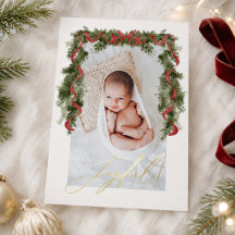 Elegante Goud Folie Kerst Baby Foto Vakantie