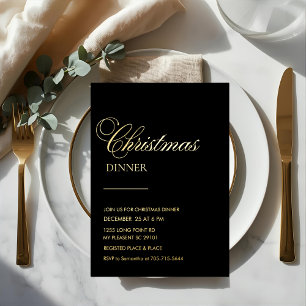 Elegante Goud Folie Kerst Diner Uitnodiging