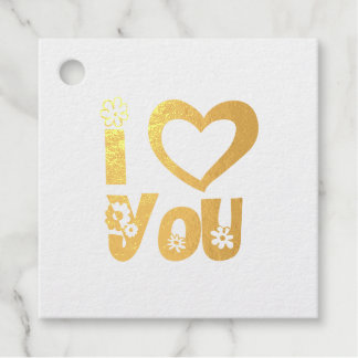 Elegante goud-folie Rode Ik Hou Van Jou Cadeau Fav Bedankjes Labels