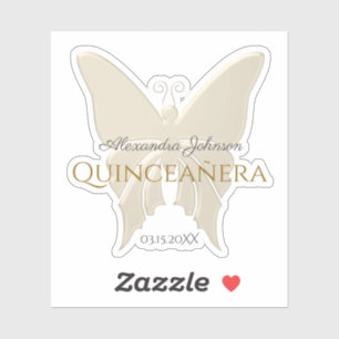 Elegante Goud Folie Vlinder Quinceanera Monogram Sticker