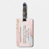 Elegante goud glans roze agaat monogram initiaal bagagelabel (Achterkant verticaal)