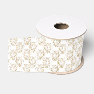 Elegante goud glinsterende tijgerprint witte desig grosgrain lint