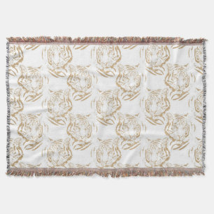 Elegante goud glinsterende tijgerprint witte ontwe deken