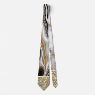 Elegante goud glinsterende witte zwarte marmer stropdas