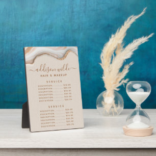 Elegante Goud Glitter Marmer Agate Prijsmenu Fotoplaat