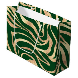 Elegante goud glitter zebra groene dierenprint groot cadeauzakje