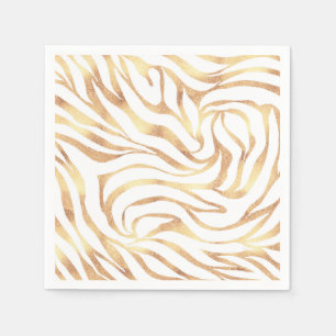 Elegante Goud Glitter Zebra Witte Dierenprint Servet
