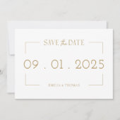 Elegante goud kader script foto save the date kaar kaart (Voorkant)