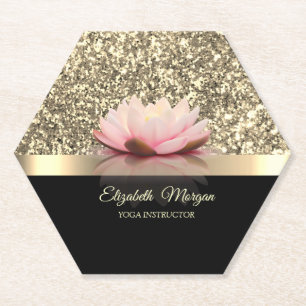 Elegante Goud, Lotus Bloem Yoga Instructeur Kartonnen Onderzetters