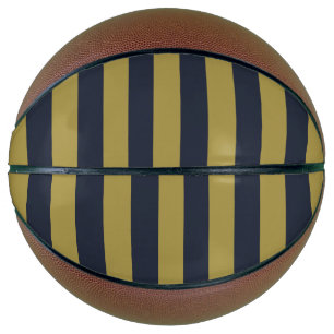 Elegante Goud & Marine Blauwe Verticale Strepen Basketbal