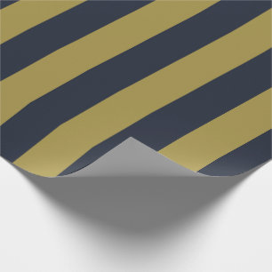 Elegante Goud & Marine Blauwe Verticale Strepen Cadeaupapier