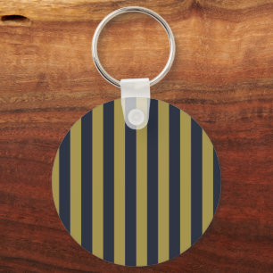 Elegante Goud & Marine Blauwe Verticale Strepen Sleutelhanger