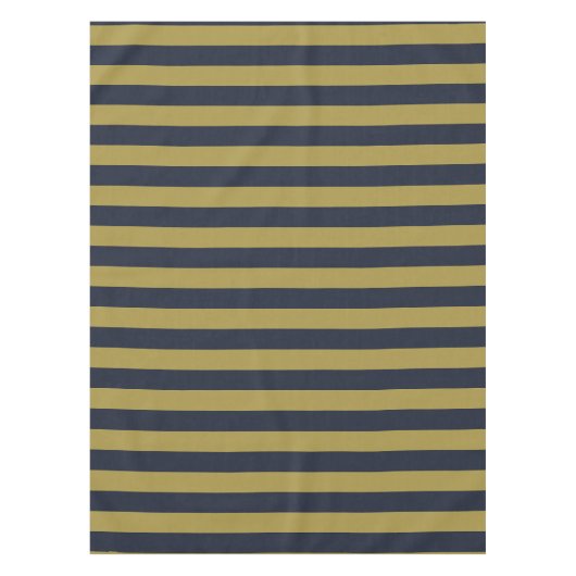 Elegante Goud & Marine Blauwe Verticale Strepen Tafelkleed (Voorkant)