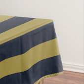 Elegante Goud & Marine Blauwe Verticale Strepen Tafelkleed (Voorbeeld)
