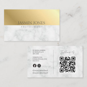 Elegante goud marmer QR-code Visitekaartje