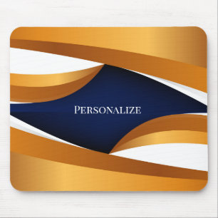 Elegante Goud & Navy Abstracte Golf Personaliseer Muismat