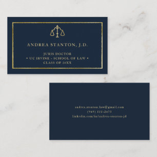 Elegante goud-navy jurist afgestudeerd aan de rech visitekaartje