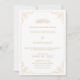 Elegante  Goud Stijlvol Script Moslim bruiloft Kaart
