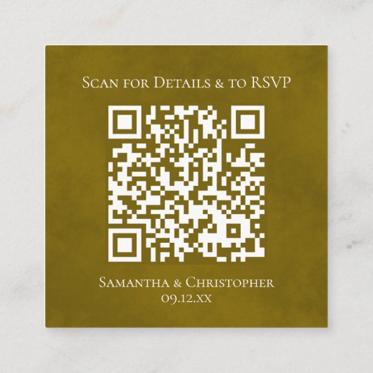 Elegante Goud & Wit bruiloft Details RSVP QR Code Informatiekaartje (Achterkant)