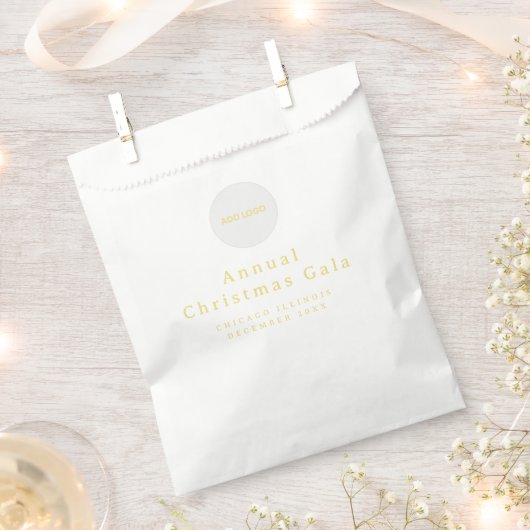 Elegante goud-witte papieren tassen met logo en aa bedankzakje (Geknipt)