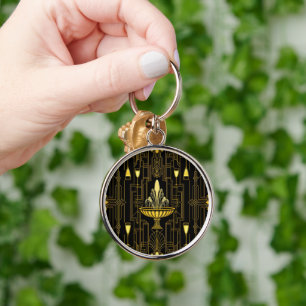 Elegante goud zwarte gatsby sleutelhanger