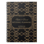 Elegante Goud Zwarte Great Gatsby Trouw Planner Notitieboek (Voorkant)