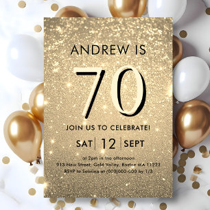 Elegante gouden 70e verjaardag uitnodiging