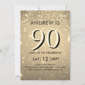 Elegante gouden 90e verjaardag uitnodiging (Voorkant)