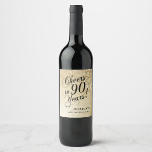 Elegante Gouden 90ste Verjaardag Wijn Etiket